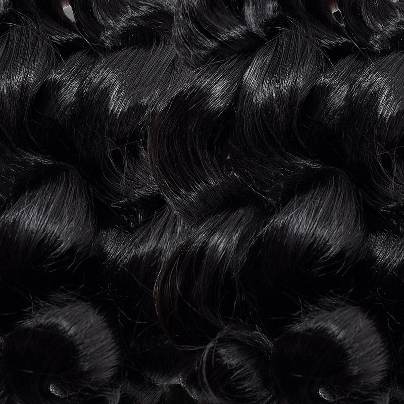 Extensions de cheveux synthétiques pour femmes noires, tissage de cheveux bouclés, faisceaux de cheveux noirs naturels, 200 grammes, 1B #