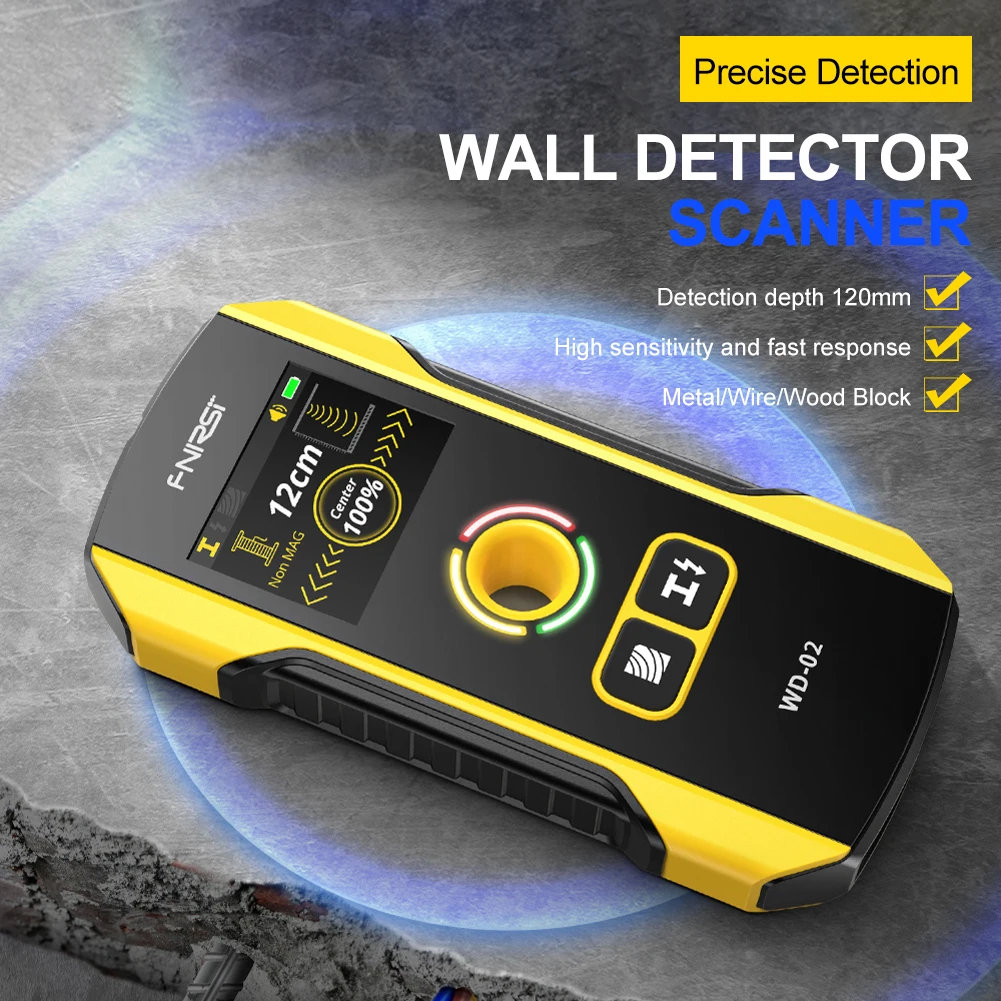 WD-02 Stud Finder Wall Scanner Detector 5 In 1 USB Rechargeable with Positioning Hole for AC Live Wires Metal Wood Stud Detector