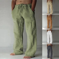 Solid Color Summer Pants Men's Trousers Baggy Pants Beach Pants Casual Pants Drawstring Pocket Comfort Straight-leg pant 6XL