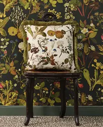The extraordinarily detailed HERBARIUM Wallpaper with buttercups, daises, thistles and foliage of Forest-Green Panel Wall Mural