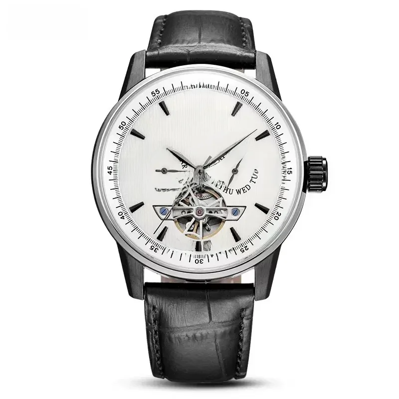 Zeemeeuw Mannen Automatisch Horloge Mode Holle Vliegwiel Mechanische Polshorloge 43Mm 50M Waterdichte Klok Reloj Hombre Wijzerplaat 328/1328 - afbeelding 2