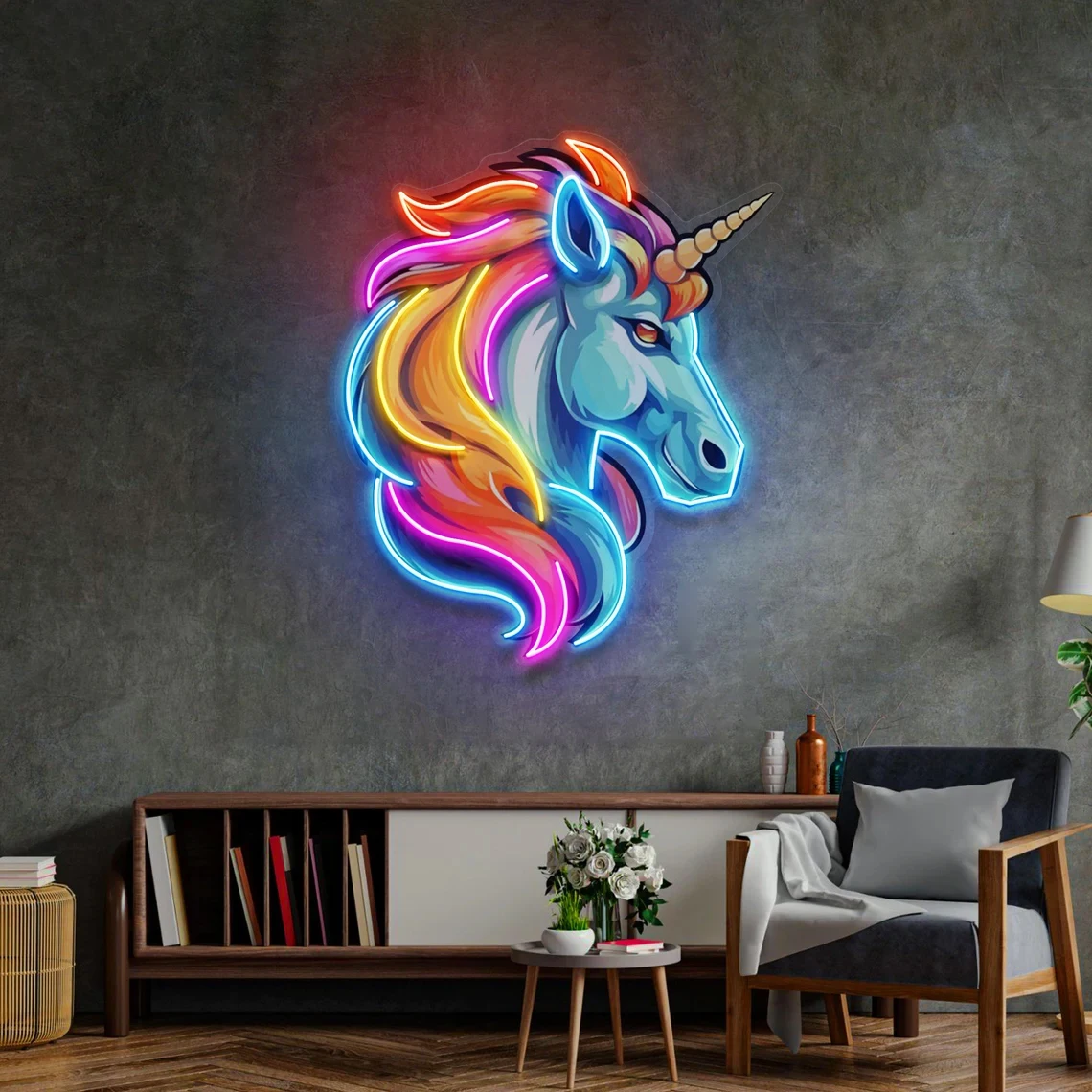 Unicorn Head Neon Sign Aesthetic Custom Neon Sign Home Decor Wall Decor Girl Room Decor Birthday Gift