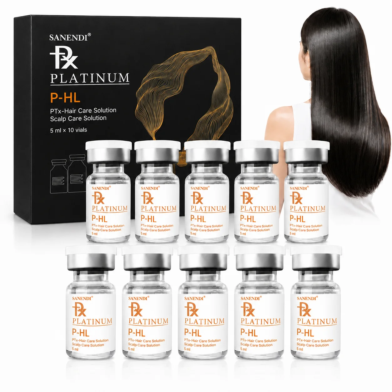 SANENDI P-HL Peptide Hair & Scalp Serum Hyaluronic Acid Essence Hydrating Smoothing Korean Skin Care 5MLx10 Vials