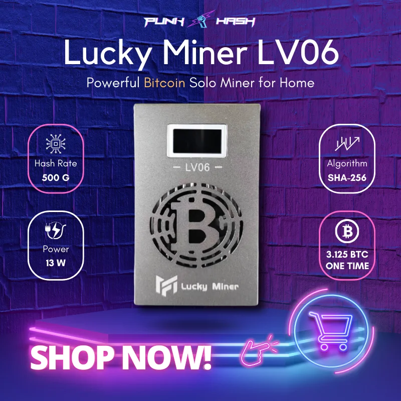 

Free Shipping Bitcoin Miner LV06 500GH/S BM1366 13W BTC BCH BSV DGB SHA256 SOLO ASIC Mining Lotto Miner Silent Miner Machine