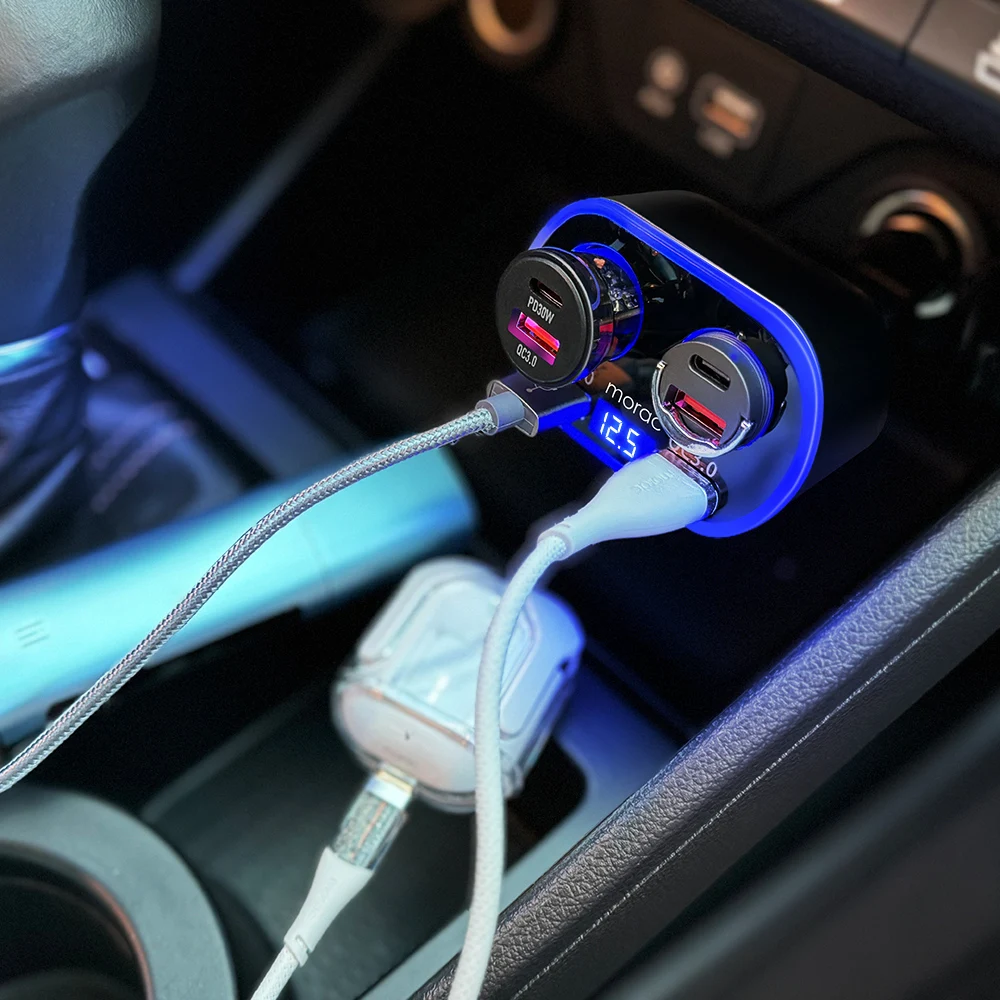 MORAC 모락 네다 D4 시거잭 2소켓 USB 2포트 차량용 고속 시거잭 시가잭 충전기