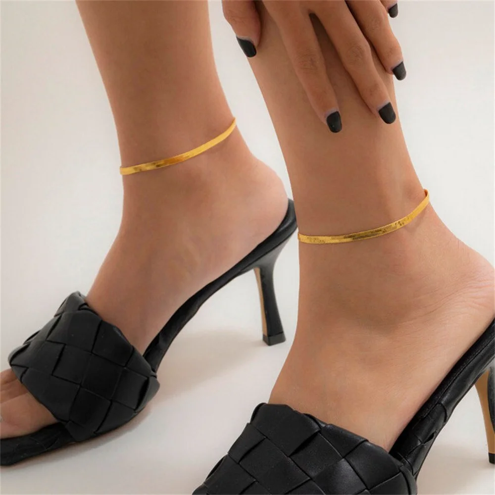 Classic Snake Chain Anklet for Women Fashion Adjustable Gold Silver Color Stainless Steel Foot Jewelry Birthday Gift