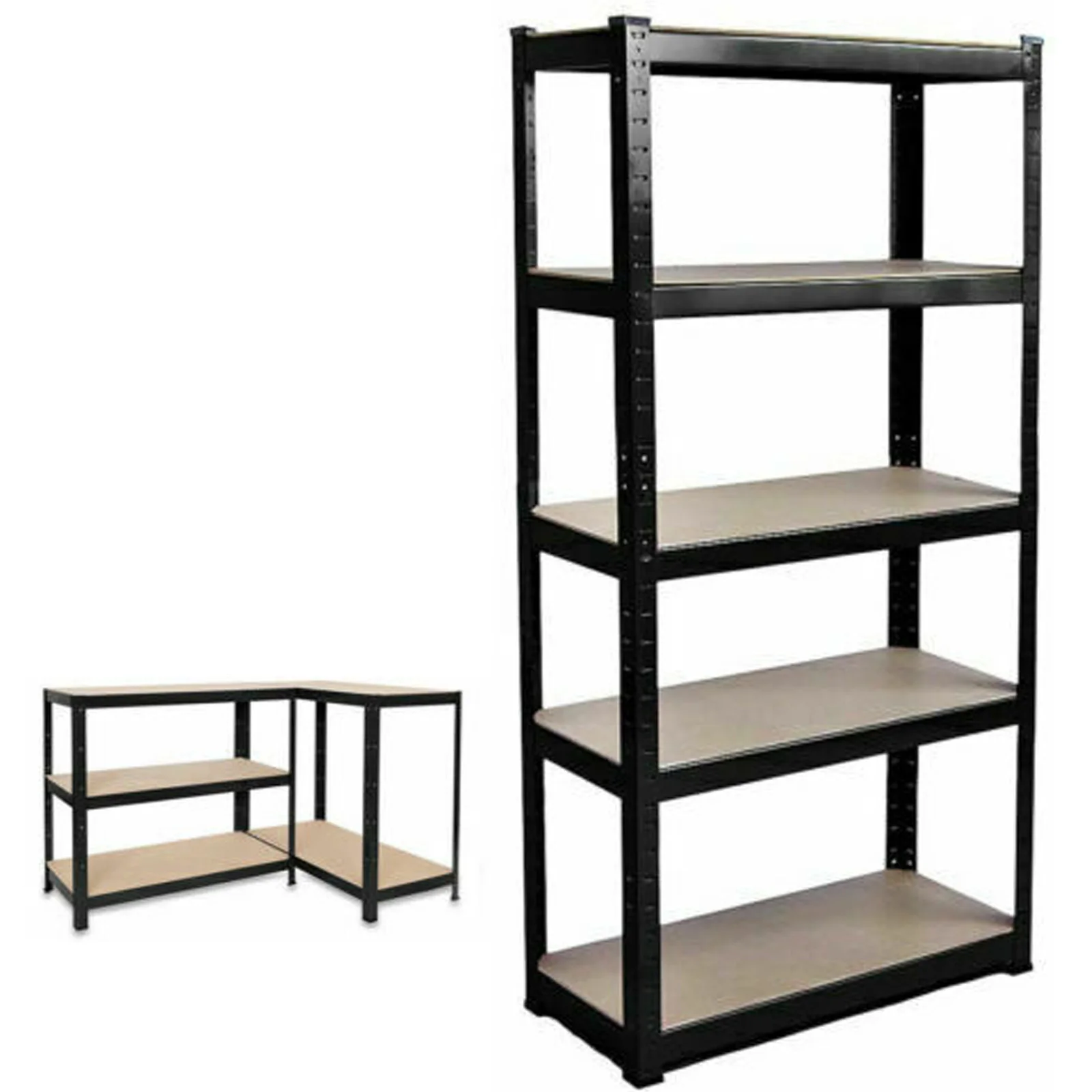 Schwerlastregal Lagerregal Kellerregal Metall | 5 Böden aus MDF Holz | bis 875KG belastbar | 200x100x50cm (HxBxT) | Garagenregal Kellerregal Werkstattregal