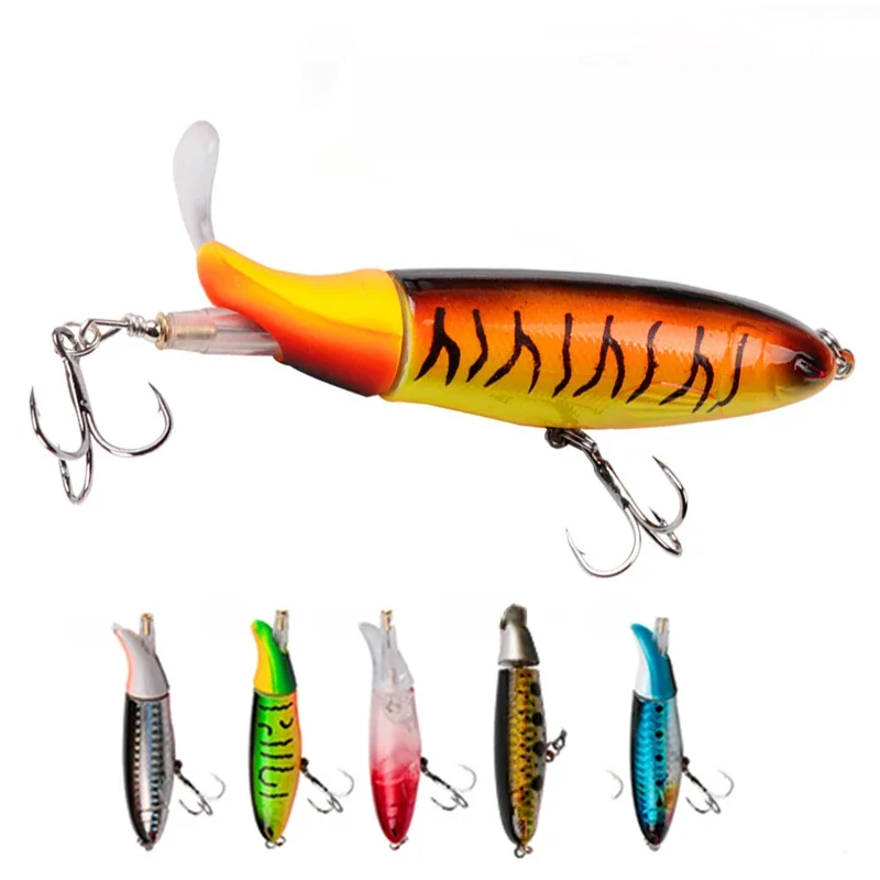 Leurres de pêche en surface à hélice Popper, appâts artificiels, wobblers à manivelle dure, matériel de pêche à queue rotative, 13g