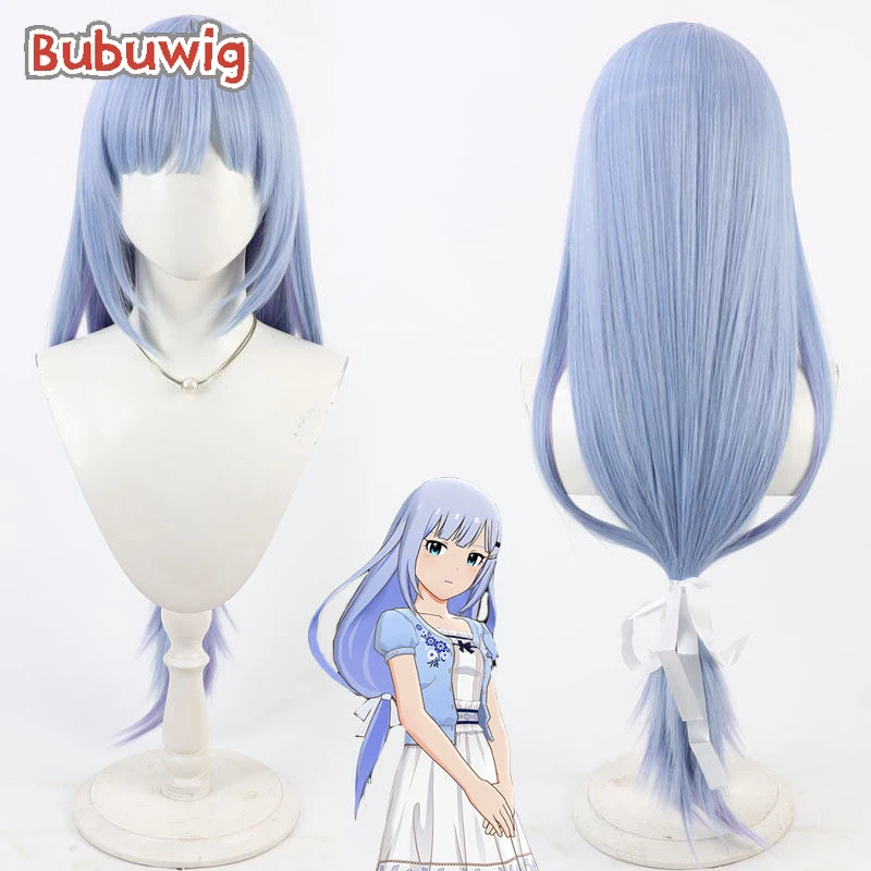 Bubuwig Synthetic Hair Shiraishi Tsumugi Cosplay Wigs The Idolmaster Million Live! 80cm Blue Mixed Purple Wig Heat Resistant
