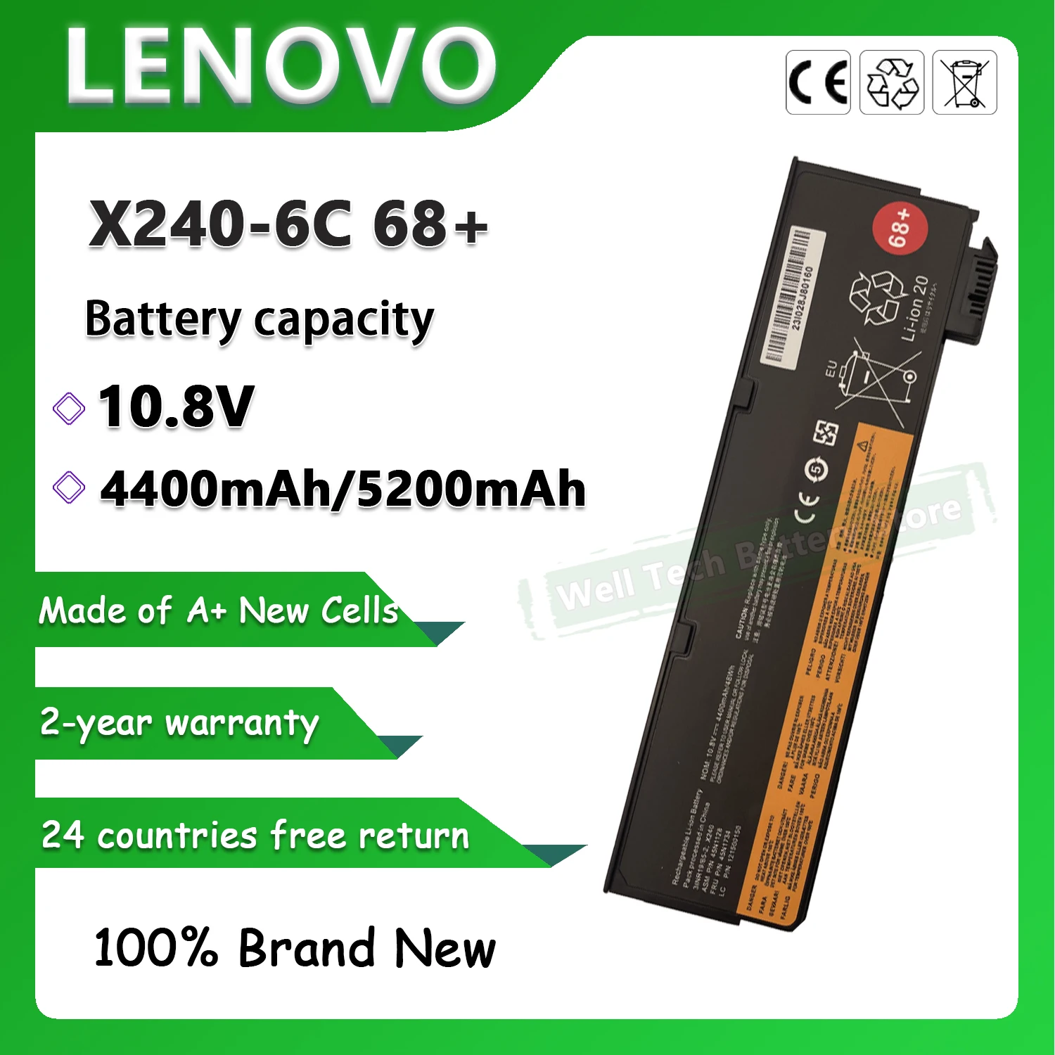 X240-6C 68+ Laptop Battery For LENOVO ThinkPad X240 Series T440 T450 ThinkPad X240 Touch Series