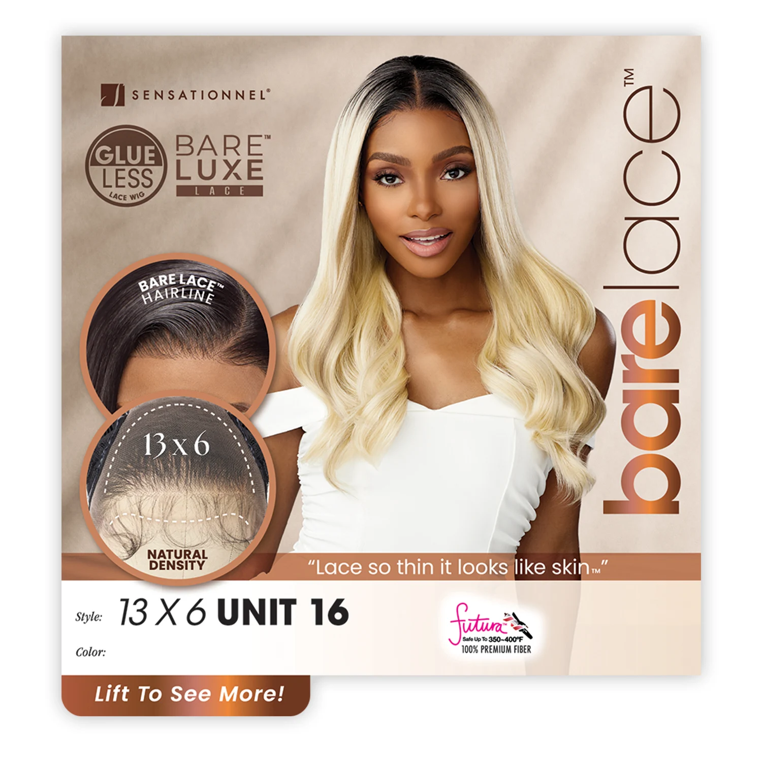 Синтетический парик Sensationnel на шнуровке, без клея, 13X6, единица 16