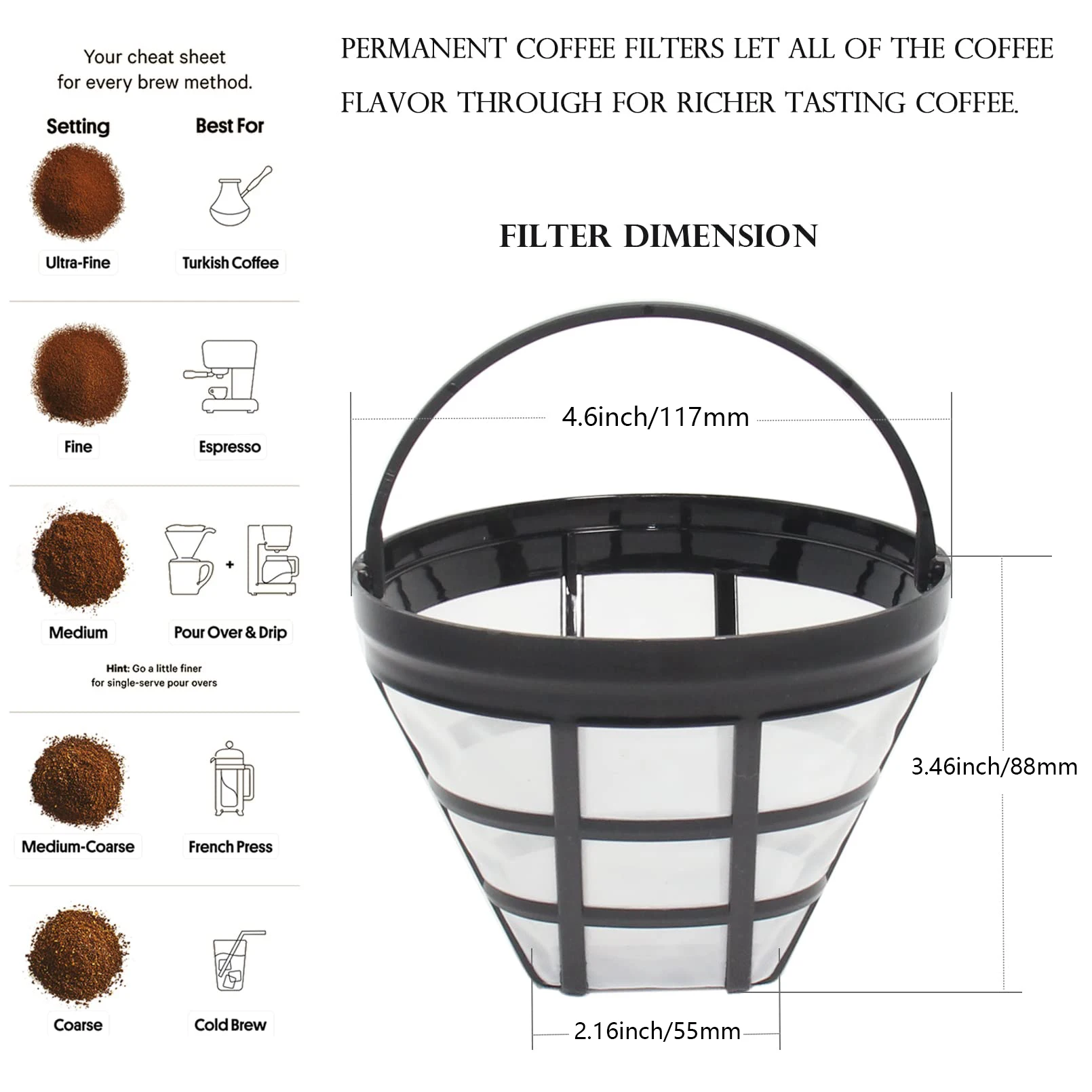 Reusable Coffee Filter Compatible With Philips HD7751 Cone Coffee Filter Suitable for 10-12Cup Brewer Coffee Machine Accessories