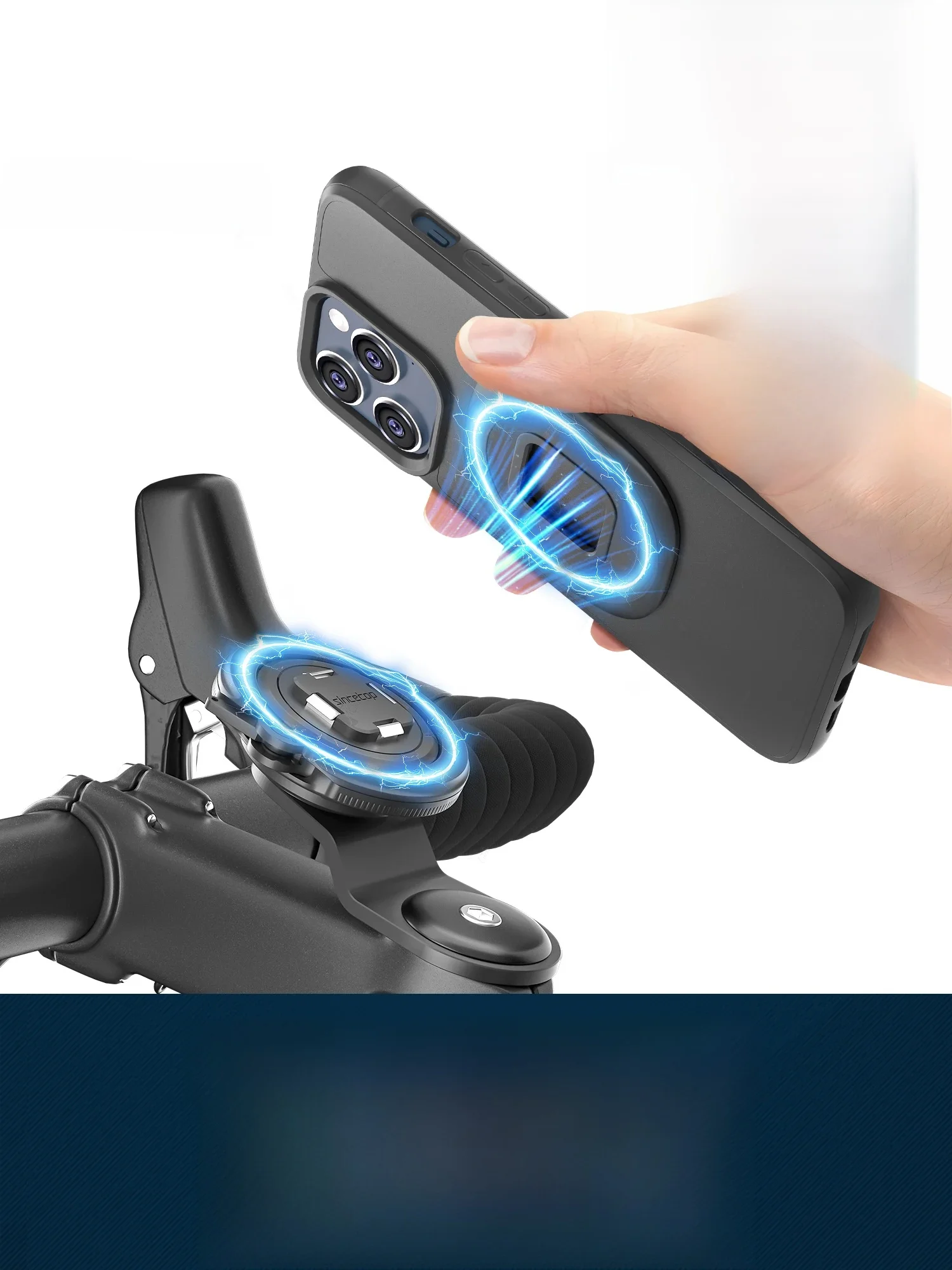 Uchwyt magnetyczny na kierownicę roweru, uchwyt na telefon do roweru górskiego, uniwersalny aluminiowy telefon na kierownicę jazda na rowerze MTB szybkie mocowanie/odłączanie — zdjęcie produktu 7