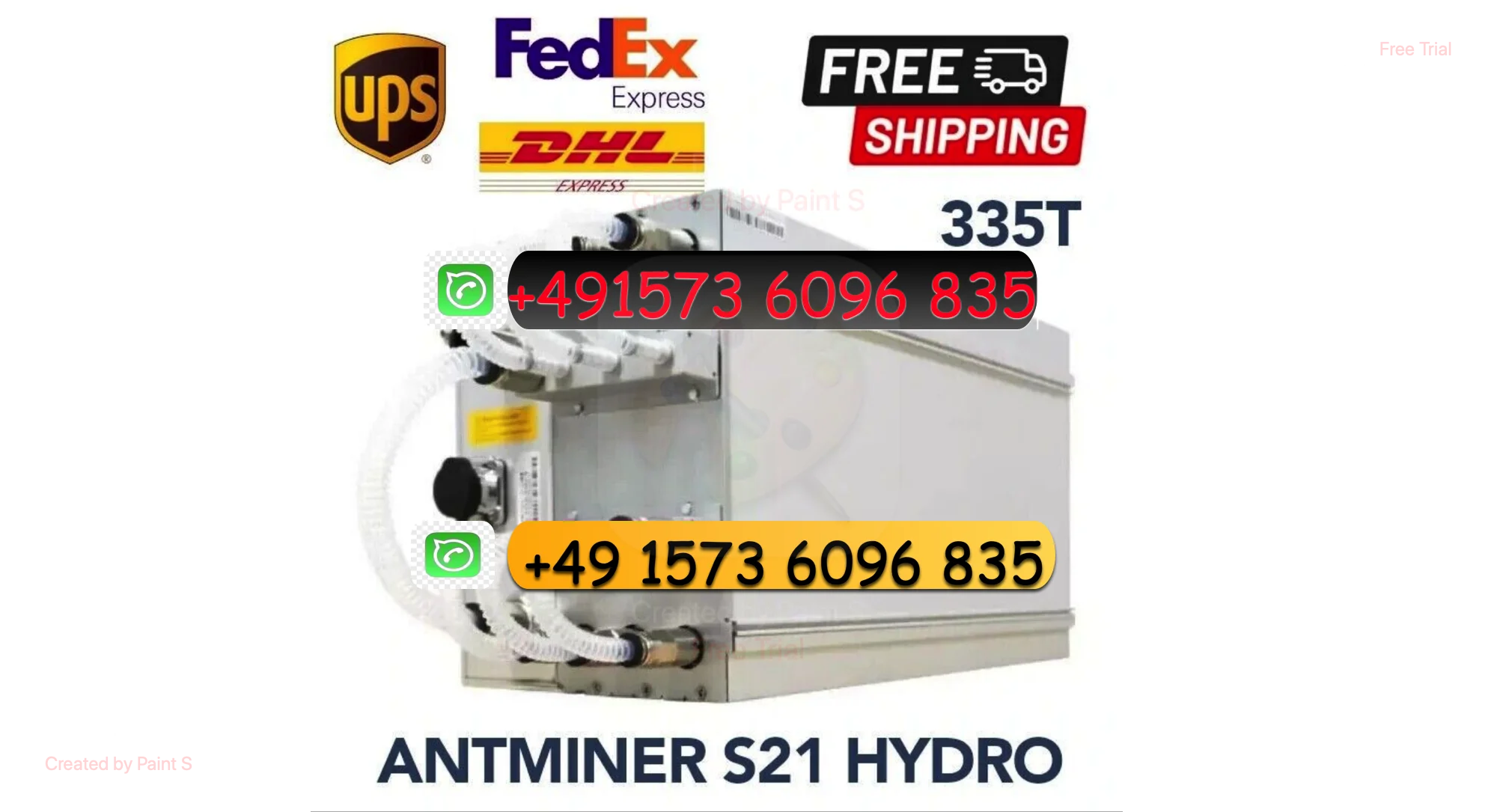 H .GENUINE SALES BUY 4 GET 2 Free Antminer S21 Hyd 335TH/s BTC Miner 5360W SHA256 Hydro-cooling ASIC Miner