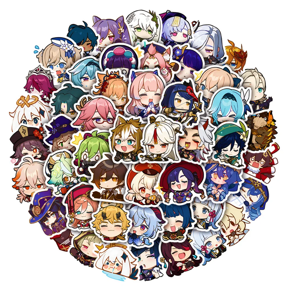 10/30/50PCS Cute Anime Chibi Genshin Impact Stickers Graffiti Decals Kids Toys Gift DIY Laptop Phone Fridge Notebook Car Sticker