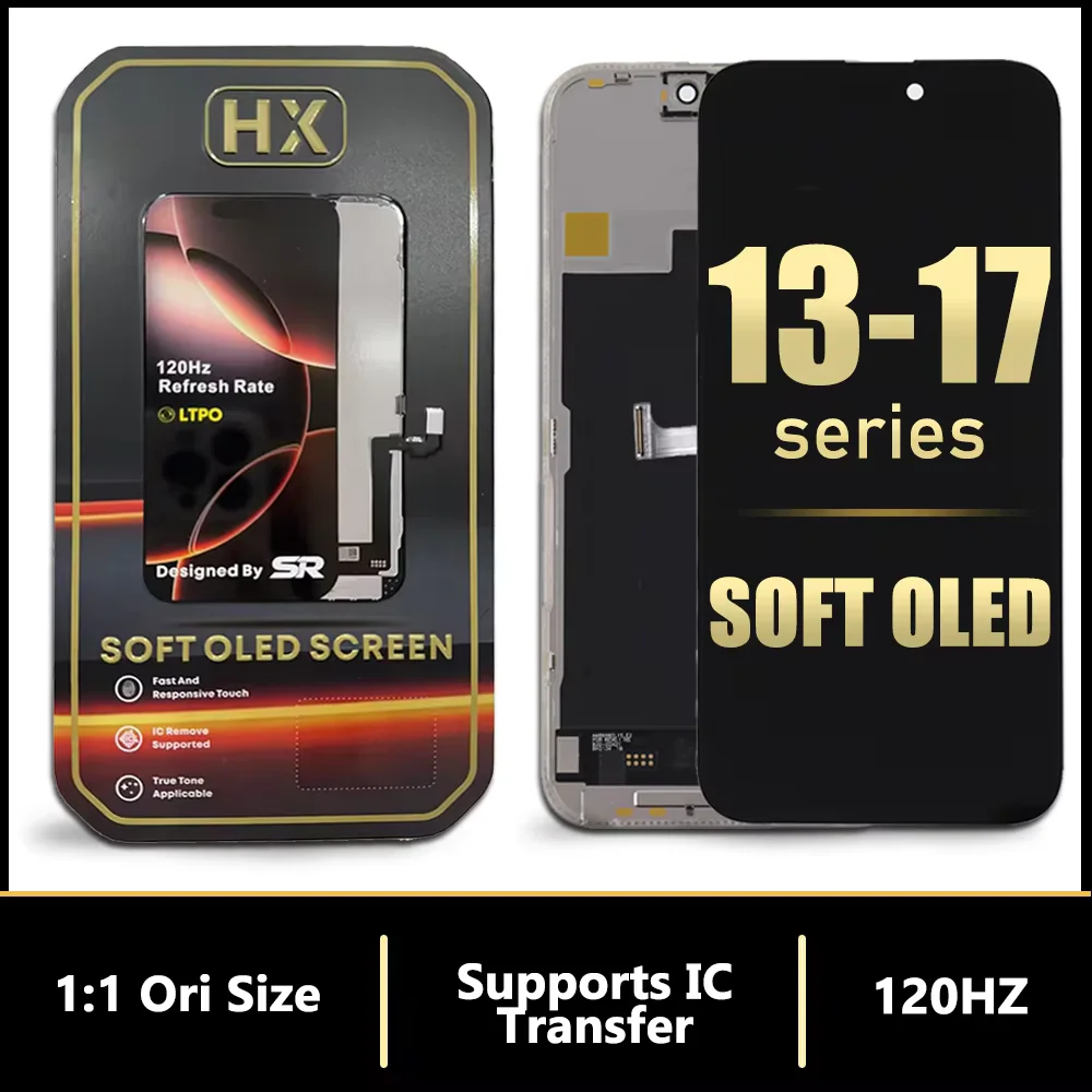 Großhandel HX Soft OLED 120HZ Bildschirmbaugruppe für iPhone 16 Pro Max 15 Pro Max 13 14 17 Pro Plus Display Digitizer Ersatz – Detail 2