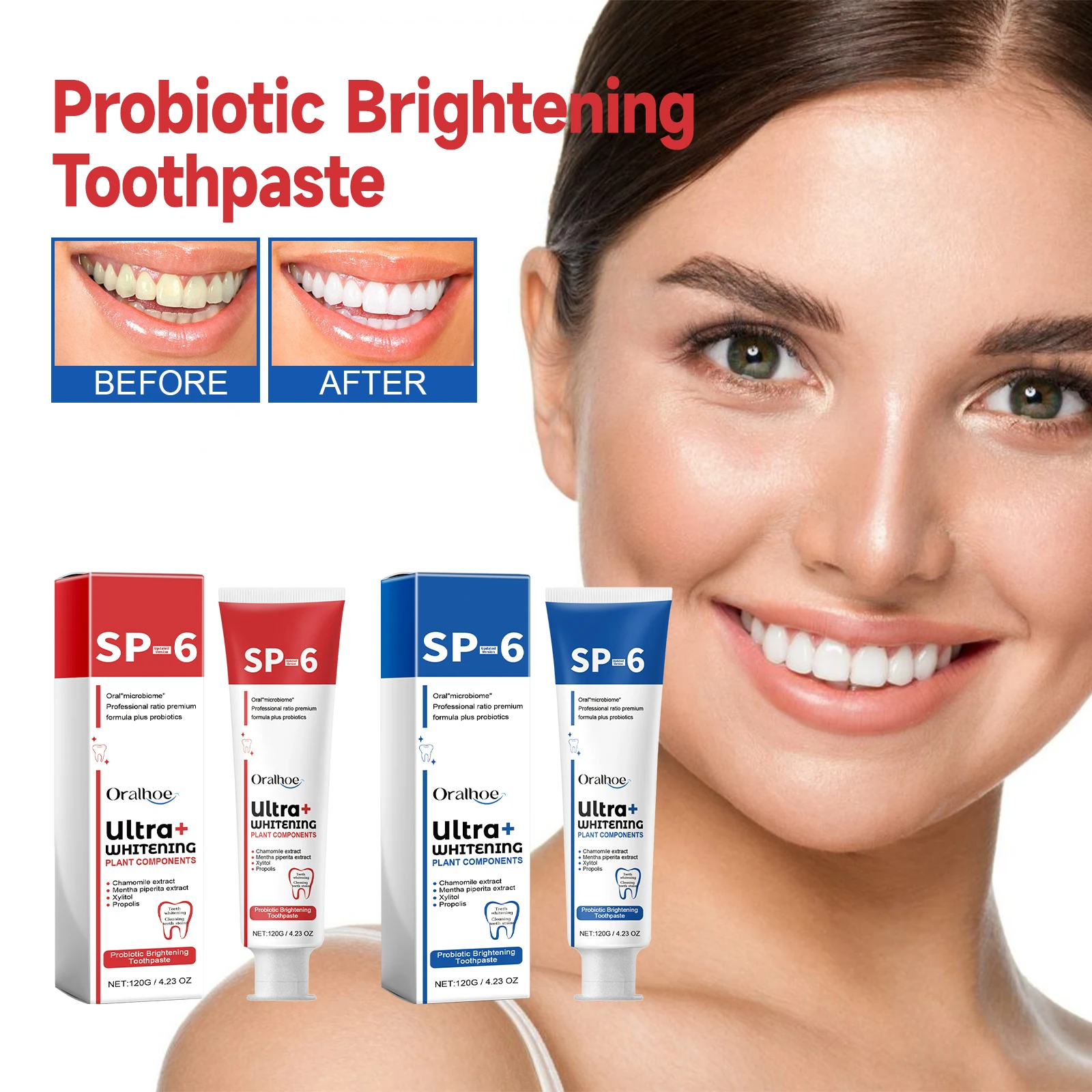 

Зубная паста Oralhoe Fresh Breath, пробиотик, удаление стойких пятен, устранение неприятного запаха изо рта, предотвращение кариеса, отбеливающая зубная паста