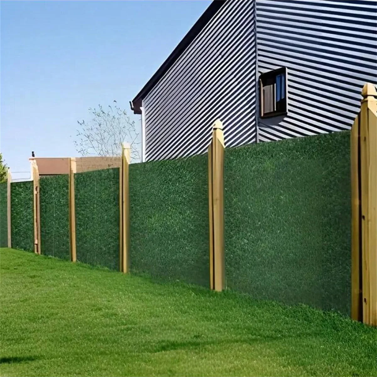 Künstlicher Efeu-Sichtschutzzaun, Wandschirm, UV-beständiger grüner Kunststoffhintergrund für Terrasse, Balkon, Garten, Hinterhof, drinnen und draußen – Detail 4
