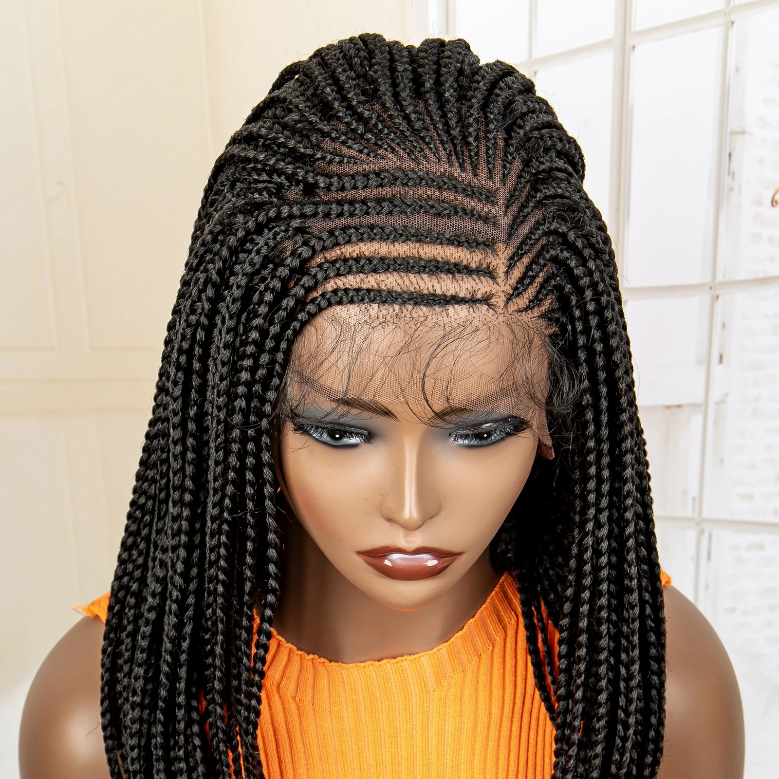 16 Zoll Bob geflochtene Perücken synthetische 13x4 Spitze frontale kurze Afro geflochtene Haare für schwarze Frauen mit Babyhaar natürliche Farbe