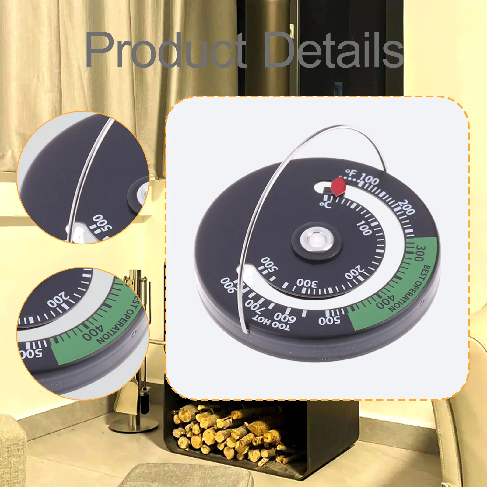 سبيكة الموقد ميزان الحرارة لسجل الموقد موقد حرق الأخشاب أنبوب المداخن قياس درجة الحرارة رصد كفاءة الحرارة والسلامة