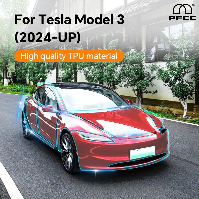 

Защитная пленка из ТПУ для Tesla Model 3 Highland 2023 2024 дверей, модель 3 для защиты от грязи, налобный фонарь, задняя фара, черная пленка