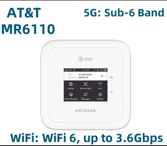 ZEARTS NETGEAR MR6110 AT&T WiFi 6 Mobile Hotspot Router With bands（ 90-95%new America version without box）