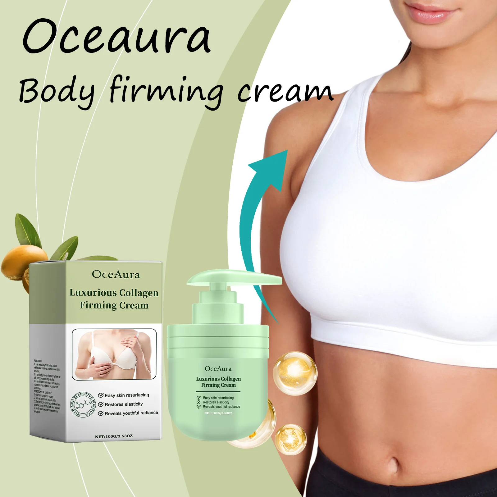

Oceaura Collagen Firming Body Cream Reduce Pigmentation Anti-oxidant Firming Reduce Wrinkle Lifting Quick Absorbed Body Cream