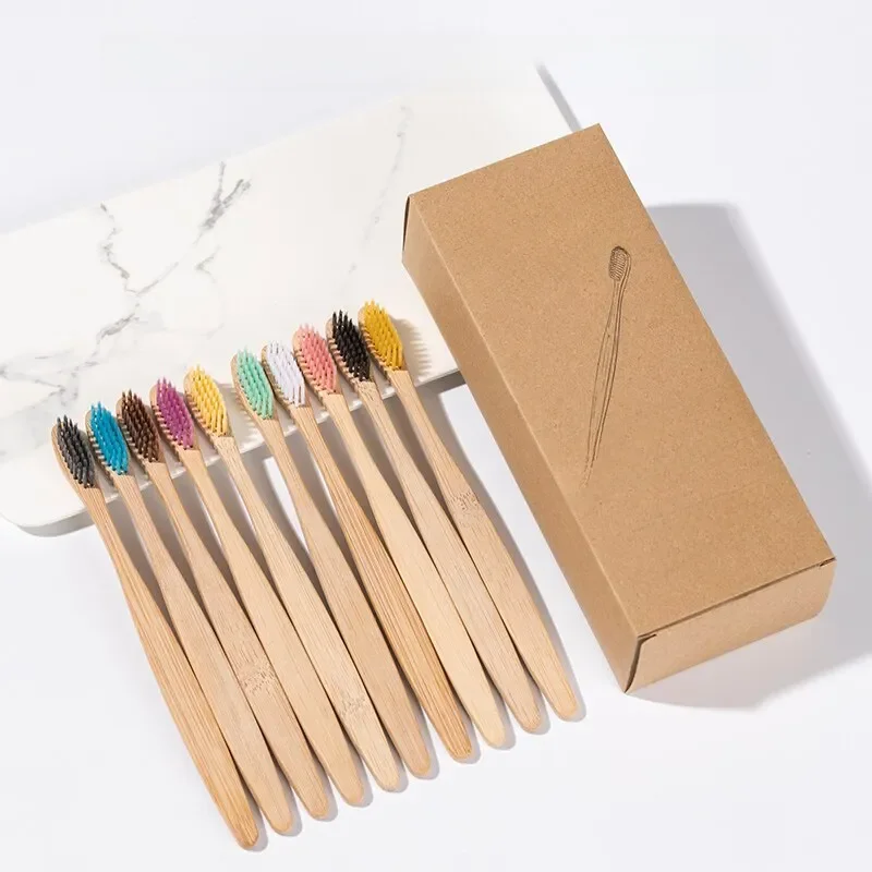 Único Couro Envolvido Bambu Toothbrush Set Natural e Ambientalmente Amigável Bambu Toothbrush Tablet