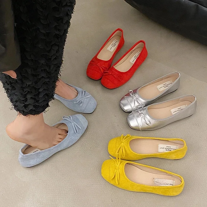 Automne femmes chaussures plates tendance mode ballerines décontractées mocassins respirant maille peu profonde sans lacet baskets femme Mary Jane chaussures