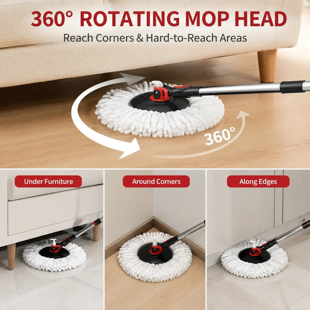 Spin-Mop- und Eimersatz, freih – Home Bathroom Cleaning Kit Bewertung und Preis