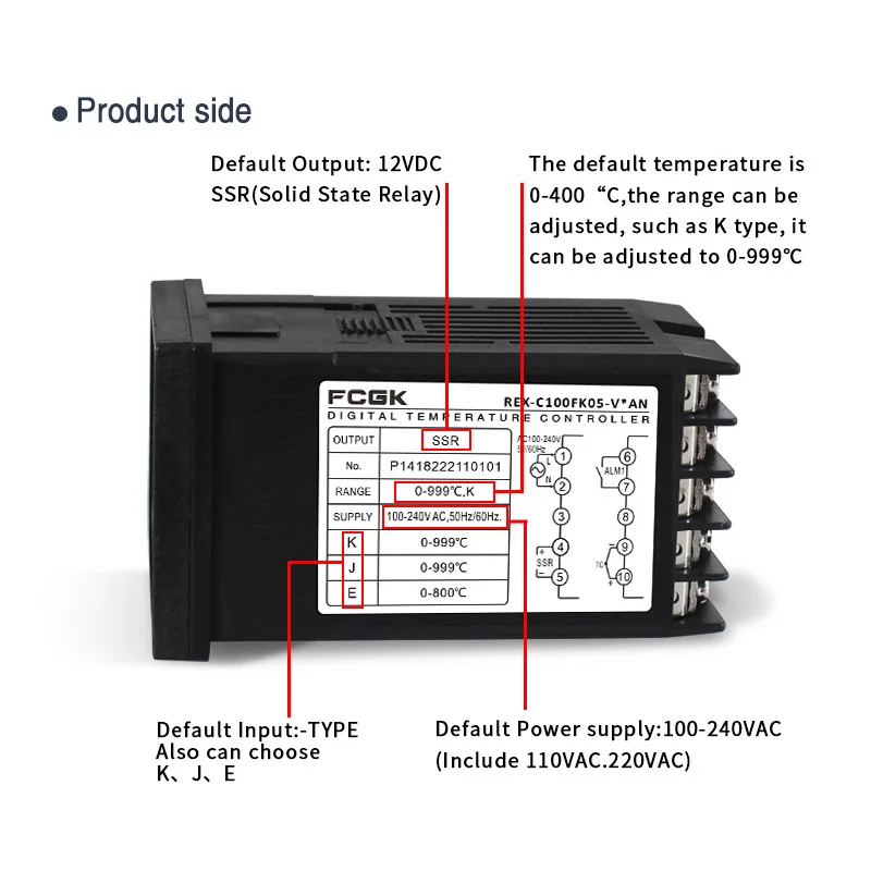 REX-C100 PID Temperature Controller 220v 400 degree Digital thermostat Output 40A SSR K Type Thermocouple