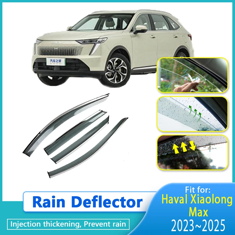 Rain Deflectors For Haval Xiaolong Max 2023 2024 2025 4 PCS Window Visor Sun Rain Deflector Shelter Shade Guard Auto Accessories