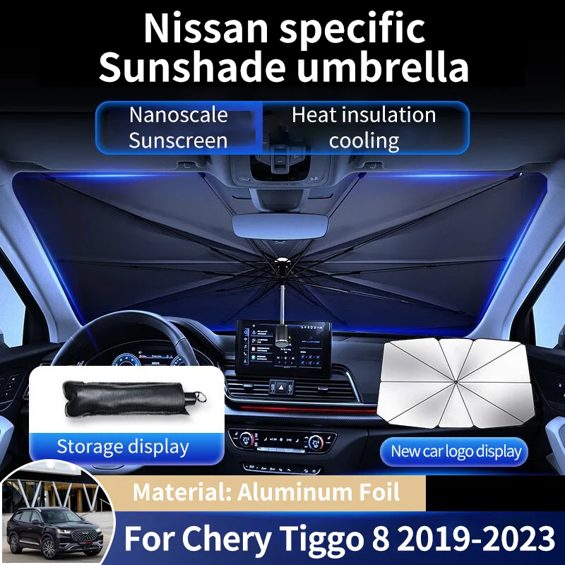 

Car Sunshade Umbrella Parasol Summer Sun Interior Windshield Protection Accessories for Chery Fownix Tiggo 7 Plus Pro 2017~2023