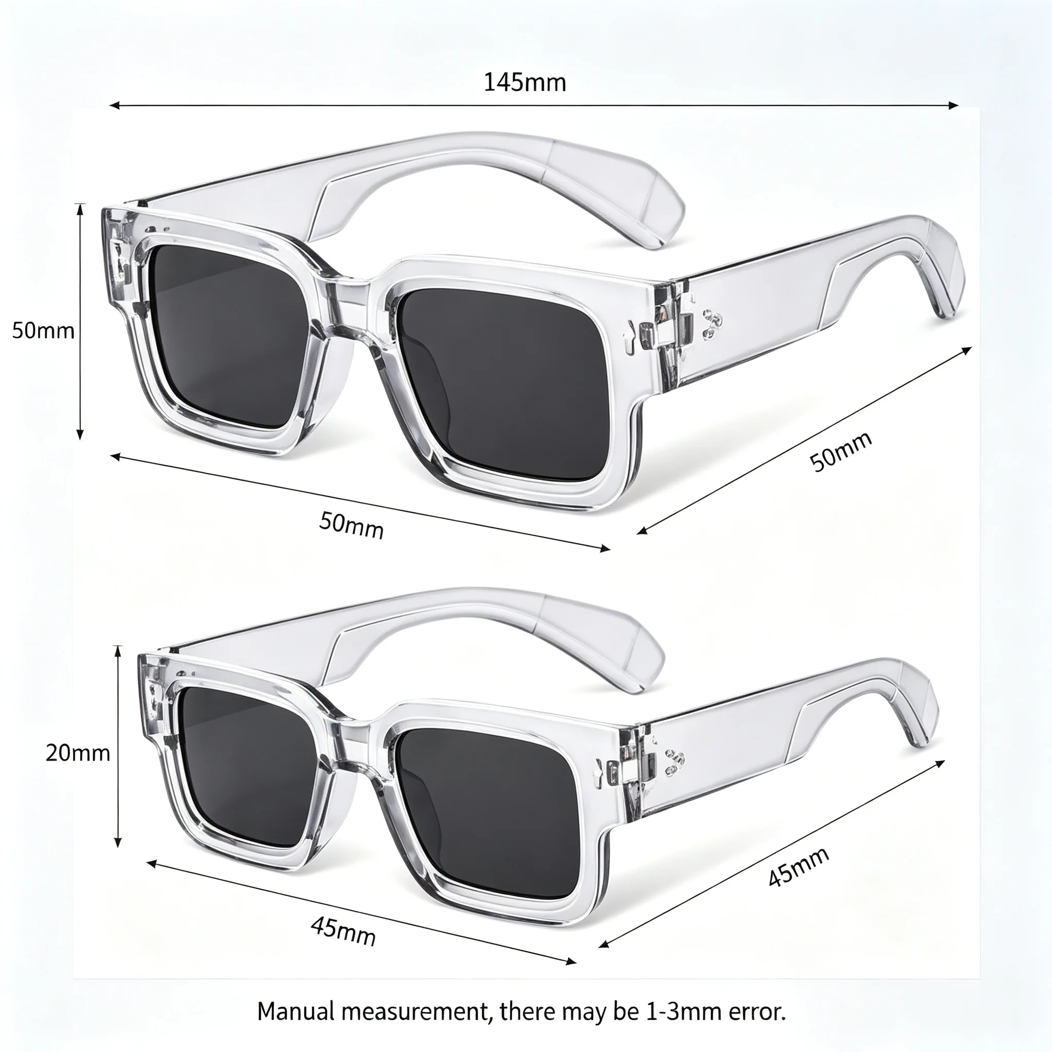 Y2K Thick Square Sunglasses Wo - Street Fashion Y2K ulasan dan harga