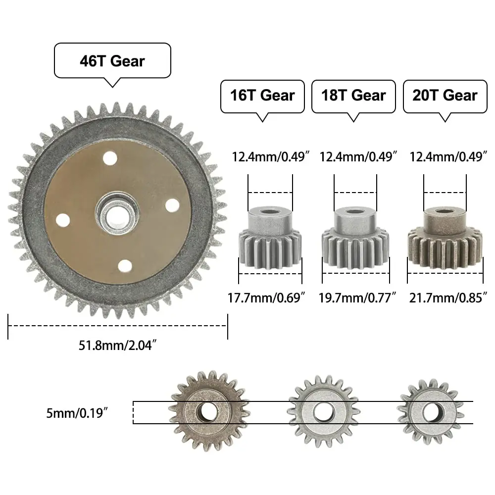 OGRC 46T Spur Gear with 16T 18T 20T Gear Pinion for ARRMA Felony 6S / FIRETEAM 6S / Infraction 6S / TLR Tuned Typhon  #ARA310939