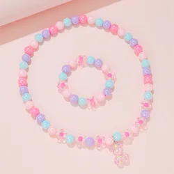 Macaron multi-color versatile beaded necklace children's necklace bracelet princess little girl baby cute jewelry suit