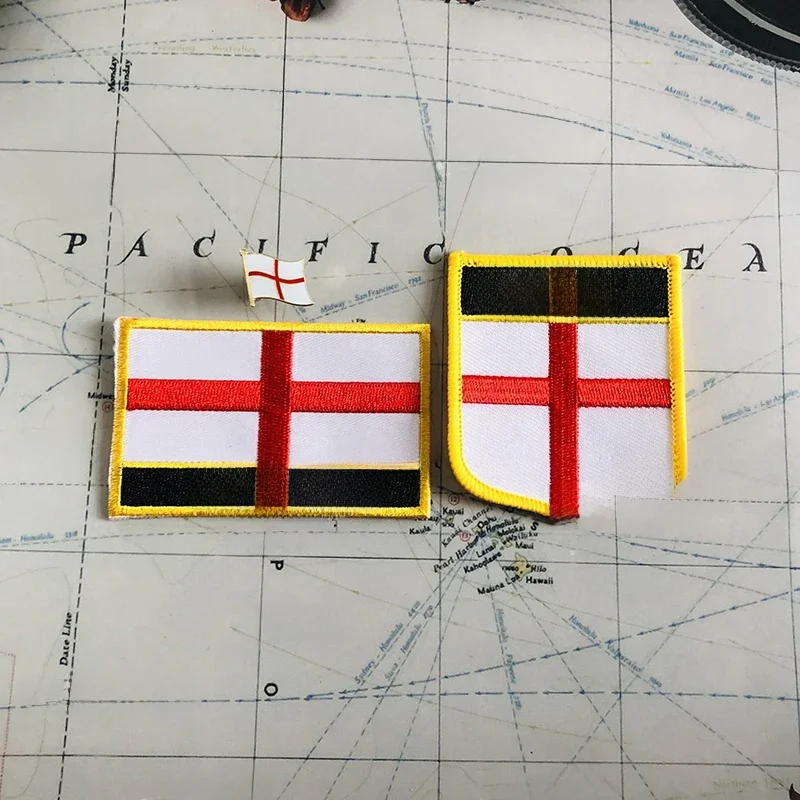 ENGLAND Naszywki z flagą narodową Naszywka z tarczą i kwadratową szpilką Jeden zestaw na opaską na plecak Dekoracja — zdjęcie 2