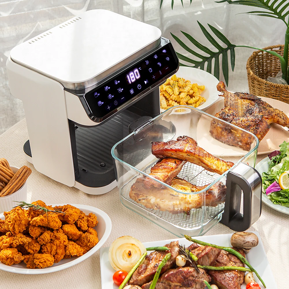 [السفن من كوريا، مكيف/ثاني مجاني لمدة 3 سنوات في كوريا] مقلاة هوائية زجاجية سهلة التنظيف ذات سعة كبيرة، مقلاة هوائية زجاجية