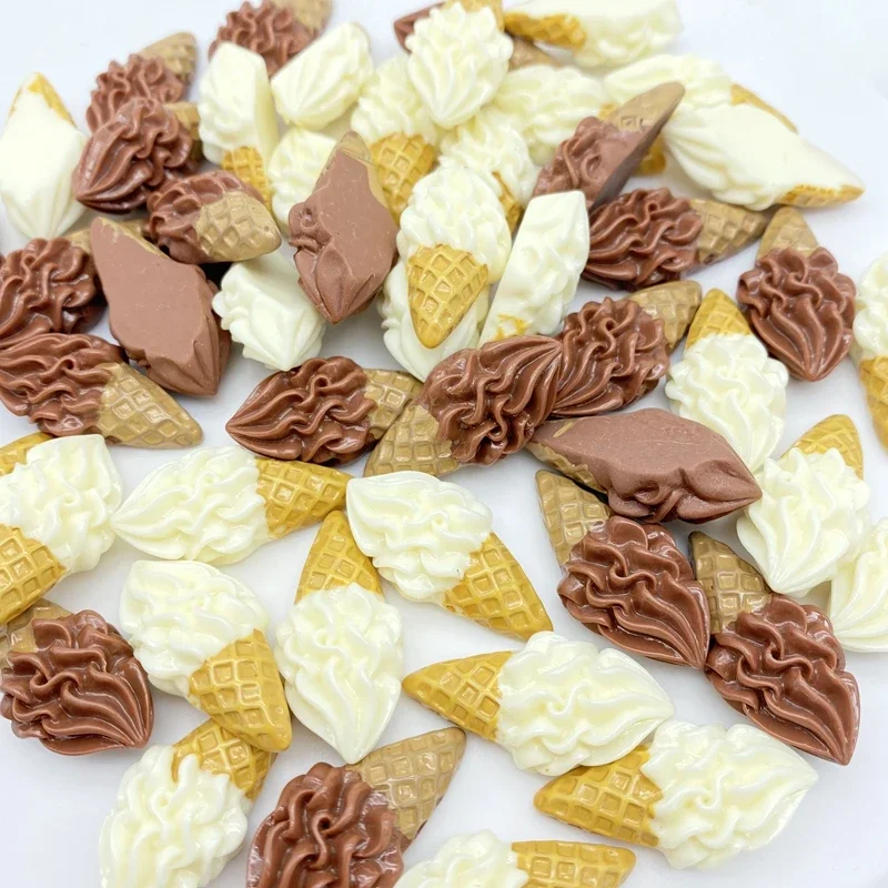 Mini cabochon crème glacée en résine mélangée, embellissements Kawaii bricolage, accessoires de scrapbooking, G44, 10 pièces