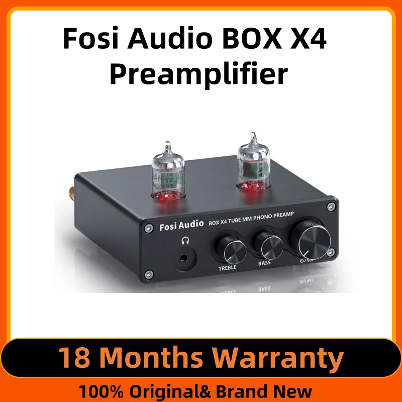 Fosi Audio Hifi Phono Preamp BOX X4 Turntable Phonograph Preamplifier With 5654W Vacuum Tube Amplifier