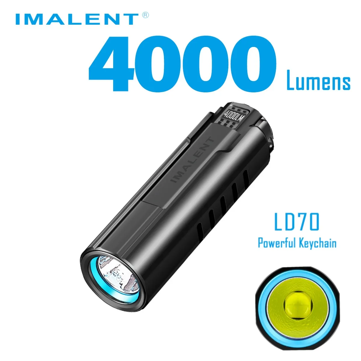 IMALENT LD70 EDC Flashlight Powerful Torch 4000 Lumens Cree XHP70.2 LED Handlight Rechargeable Super Bright Lantern for Camping