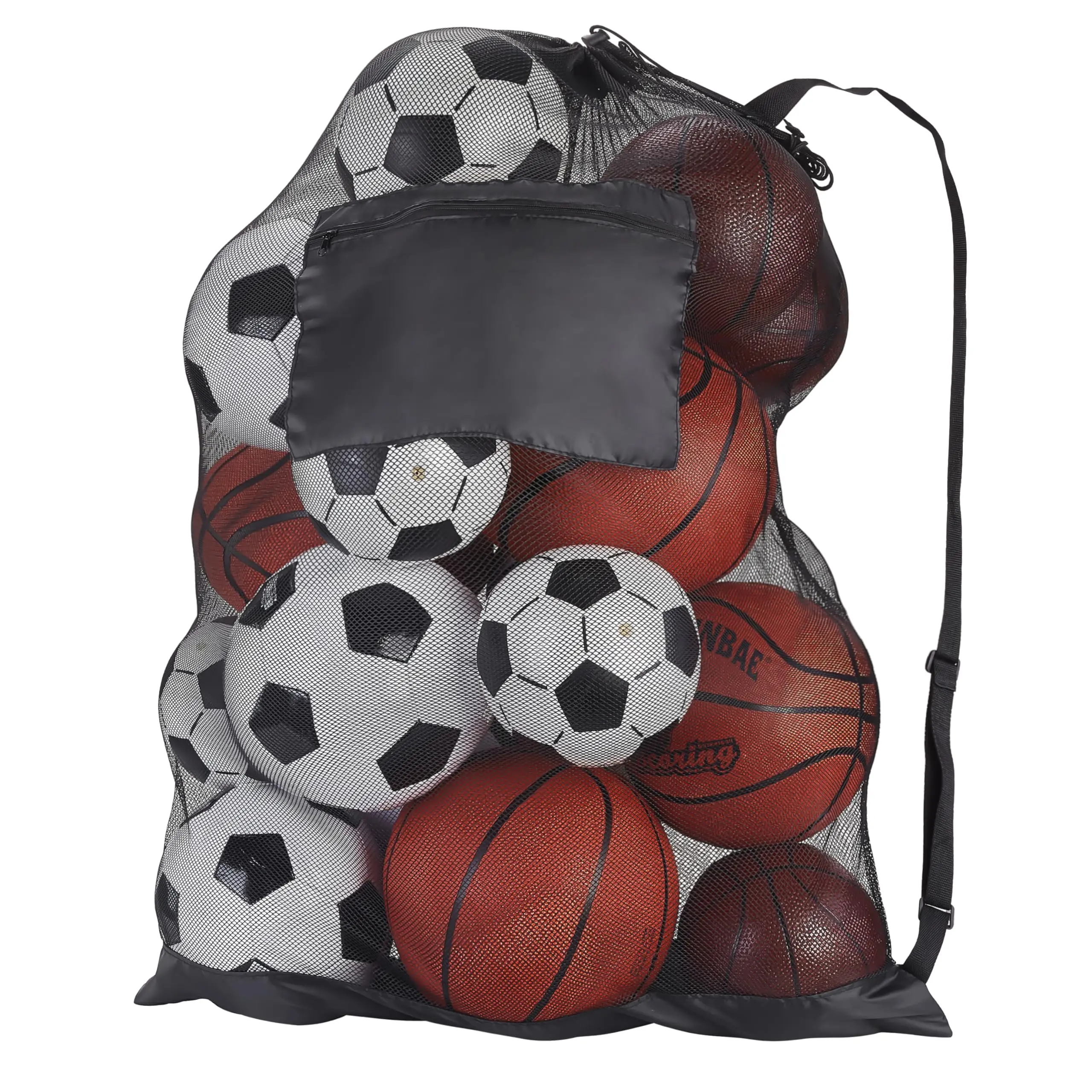 

One Shoulder Extra Large Sports Ball Bag Mesh Soccer Bag Drawstring Bags Team Work for Holding Basketball, Baseball, Volleyball