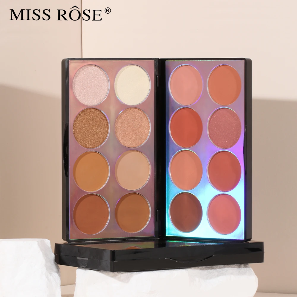 لوحة ظلال عيون لامعة من ميس روز، أحمر خدود غير لامع لتفتيح الوجه وتفتيح لؤلؤية لامعة #2