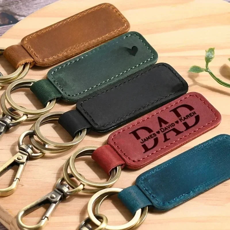 Porte-clés en cuir avec logo personnalisé au laser pour hommes et femmes, porte-clés gravé vintage, nom de l'entreprise et de l'hôtel