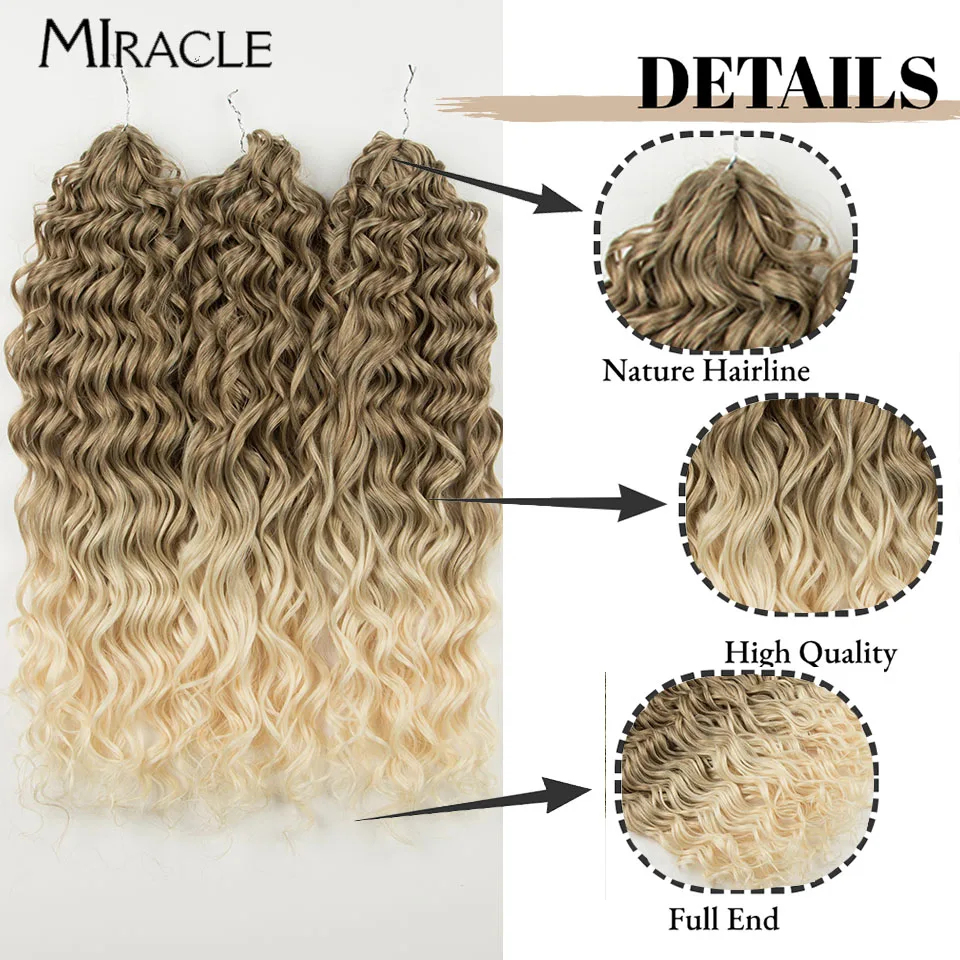 MIRACLE Afro Curly Hair Extensions 20 Inch Twist  Crochet Hair Braids Synthetic Fake Hair Deep Wave Braiding Hair for Women