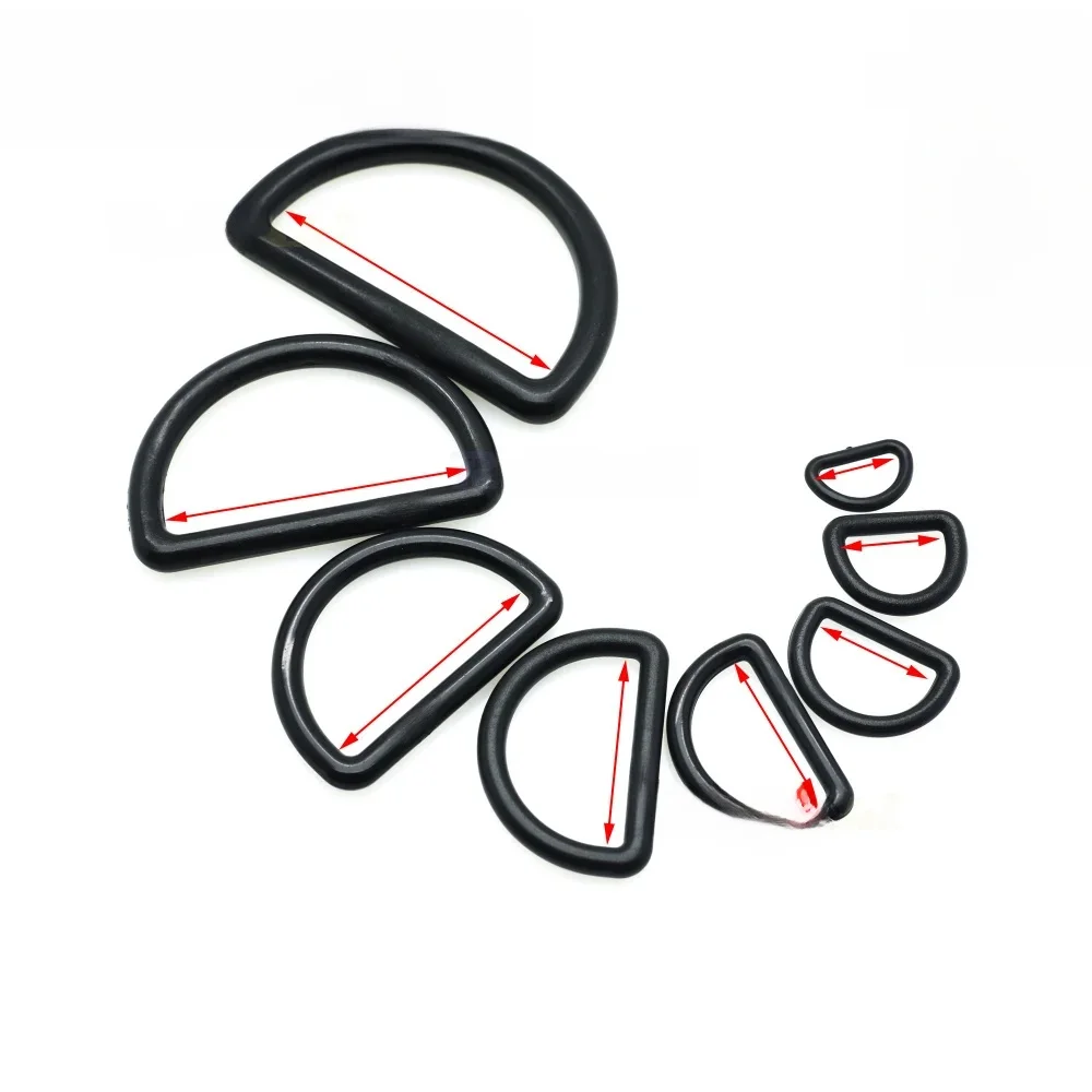 10 sztuk/opakowanie Plastikowe klamry z pierścieniem D Rozmiar taśmy 10 mm 12 mm 15 mm 20 mm 25 mm 30 mm 38 mm 45 mm Czarny — zdjęcie 2