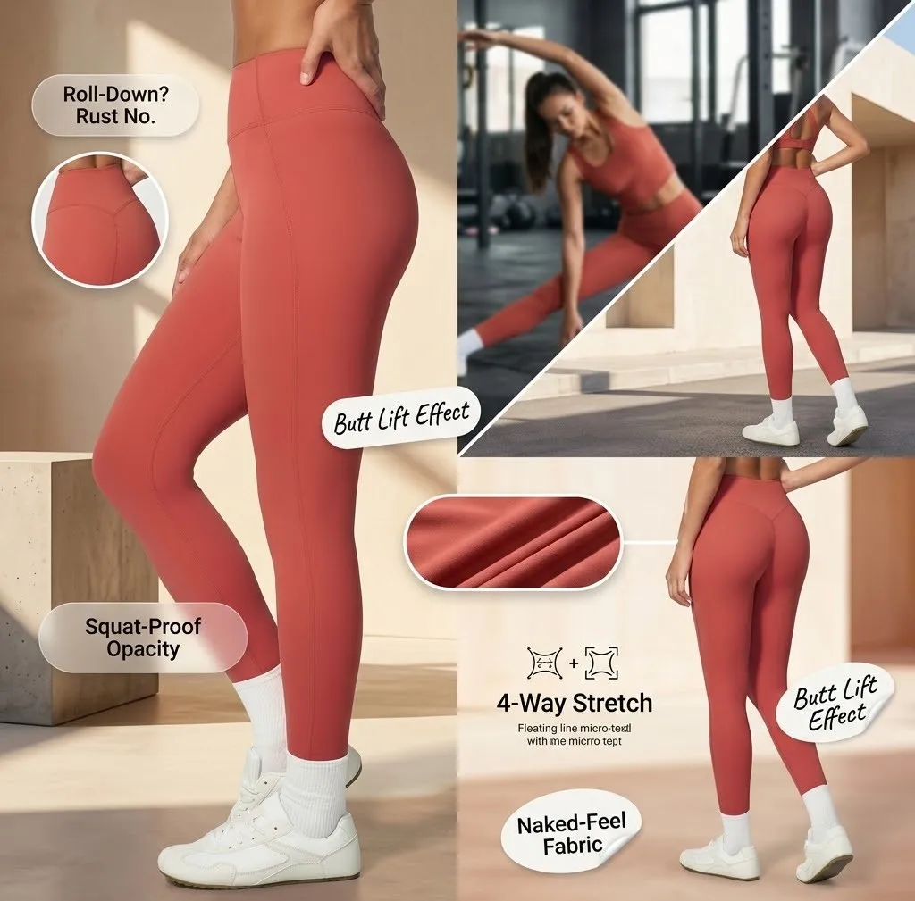 Naked-Feel Yoga Pants for Women High Waist Tummy Control Leggings V-Back Butt Lift Squat Proof Gym Workout Activewear