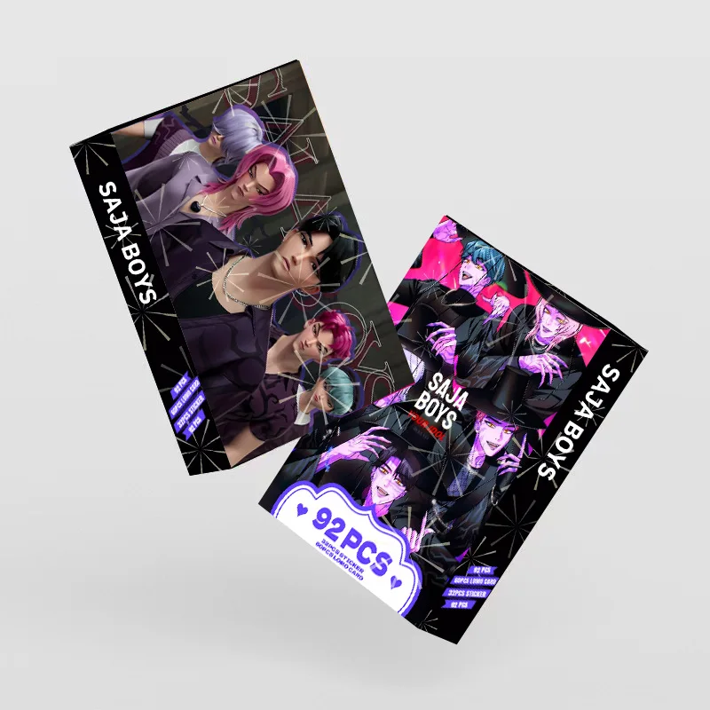 92 pièces KPOP Demon Hunters HUNTR/X K-POP ensemble de cartes photo avec support-cartes à collectionner dessin animé, cadeaux de Collection de photos idole