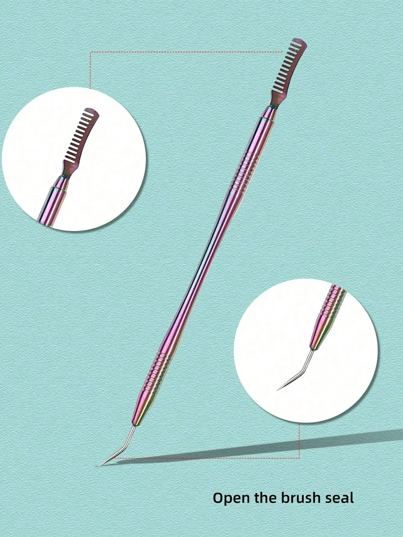 多機能ネイルペンクリーニングコームステンレス鋼ネイルブラシクリーナー＆グルーミングツール耐久性のあるマニキュアアクセサリー