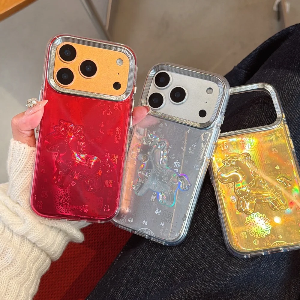 

Fashion cute simple Blessed Pony phone case for iPhone 17 16 ProMax 14 15 Pro fundas Korean INS new shockproof protective cover